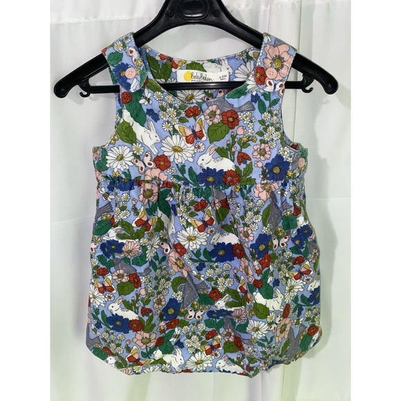 Baby Boden Other - Baby Boden Colorful Rabbit Butterfly Floral Corduroy Pinafore Jumper Dress 6-12M
